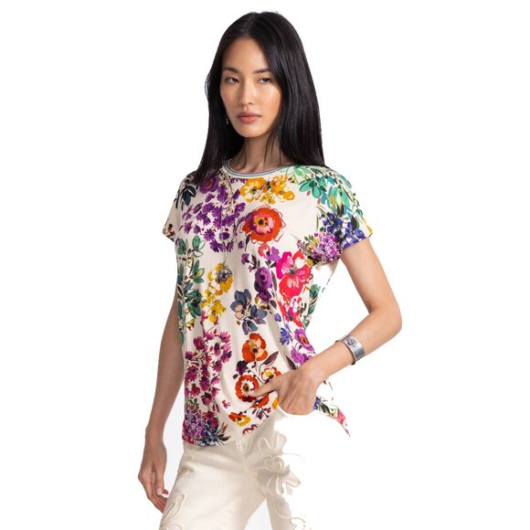 Johnny Was Colorful Floral Short Sleeve Tee - Picture 7 of 7